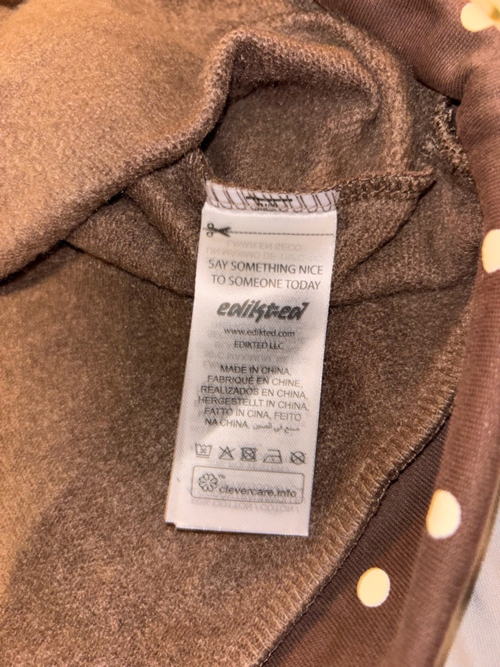 Edikted Brown Polka Dot Hoodie Medium Y2K Coquette Bow Graphic Oversized Cozy - Picture 4 of 7